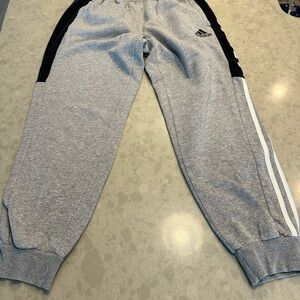 Adidas Gray and Black Sweatpants with Elastic Cuffs